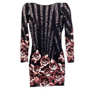 Black dress with black and pink sequins